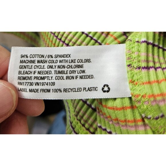 Wild Fable Womens Y2K Green XS Mini Dress Striped Sleeveless Ribbed Mini Zip - Picture 9 of 9